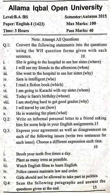 AIOU 1423 Past Papers Solved PDF