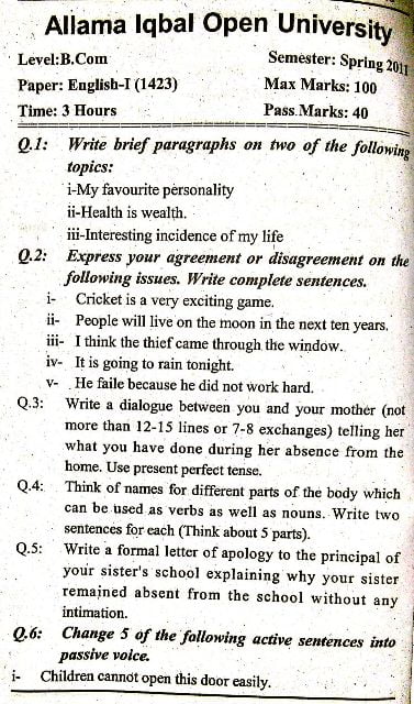 AIOU 1423 Past Papers Solved PDF