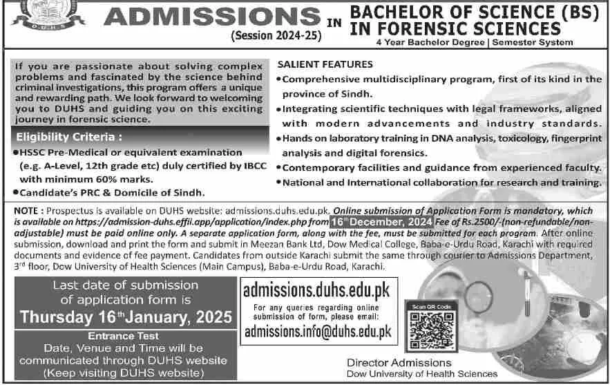 DUHS admission 2025