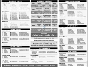 COMSATS Admission 2025 Last Date