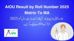 AIOU Result by Roll Number 2025 Matric To MA