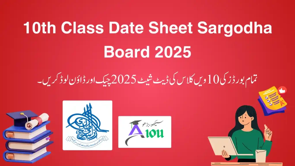 10th Class Date Sheet Sargodha Board 2025